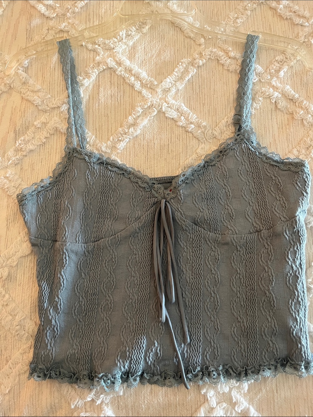 Lace-Trim Knit Camisole Tank Top — Slate Blue. Juniors